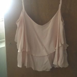 Tori Praver ruffle tank top in light pink